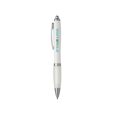 Balpen met blauwe inkt van gerecycled plastic met rubberen grip