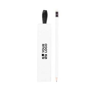 Witte potlodenset met logo in geschenkdoosje kleur wit