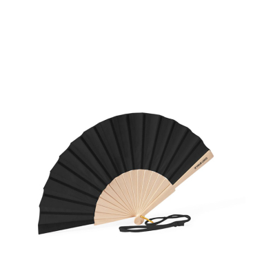 Houten en polyester waaier met bijpassende stof en koord
