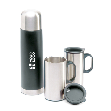 Thermos met logo voor reclame, 500ml en tassen om uit te drinken