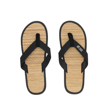 Slippers met stro-oppervlak en bandjes van kunstleer