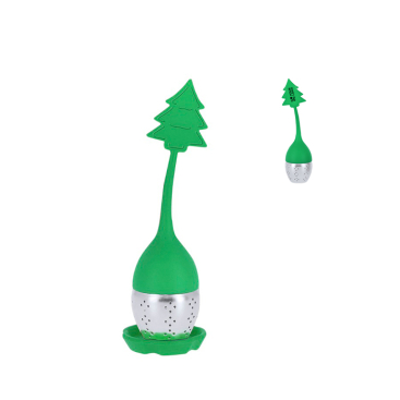Thee-infuser met kerstdesign van siliconen en roestvrij staal
