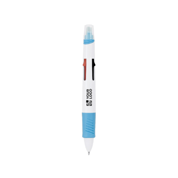 4-kleurenpen met geïntegreerde markeerstift en dop