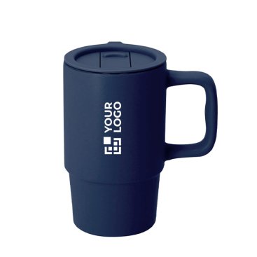 Keramische to-go beker met schuifdeksel en matte afwerking