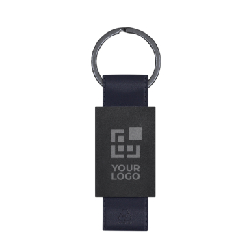 Matte aluminium sleutelhanger met band van synthetisch leer
