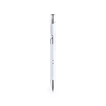 Aluminium klikpen met zilverkleurige details, zwarte inkt