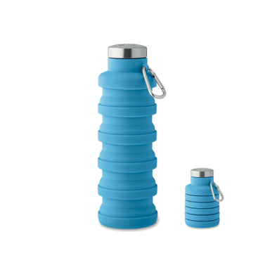 Opvouwbare siliconen fles met karabijnhaak 500ml