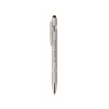 Gerecyclede aluminium pen met rubberen afwerking blauwe inkt