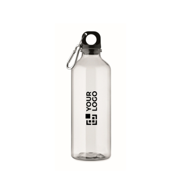 Transparant doorschijnende RPET-fles met dop en karabijnhaak 500 ml