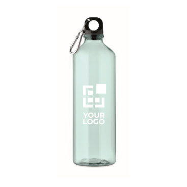 Transparant/translucent RPET-fles met karabijnhaak 750ml