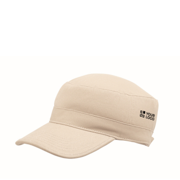 Militaire pet van geborsteld katoen met klittenband 260 g/m²