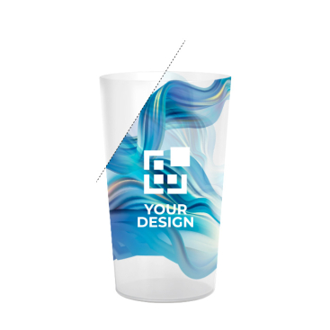 Stapelbare plastic beker met InMold-bedrukking klein formaat 300ml