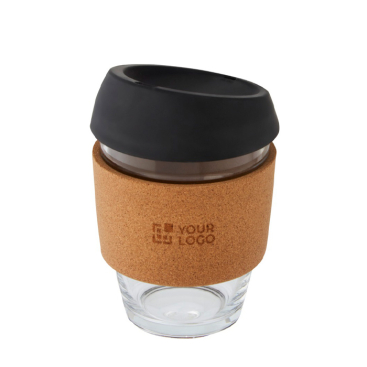 Koffiebekers met bedrijfslogo en kurken grip kleur grijs tweede weergave