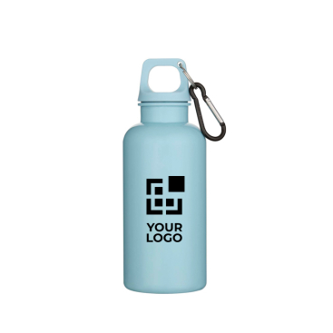 Fles van recycled plastic met karabijnhaak en draaidop 400ml