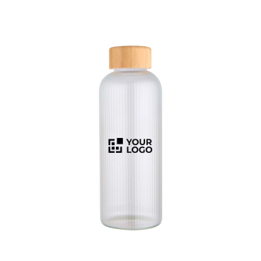 Enkelwandige borosilicaatglazen fles met bamboe dop 650ml