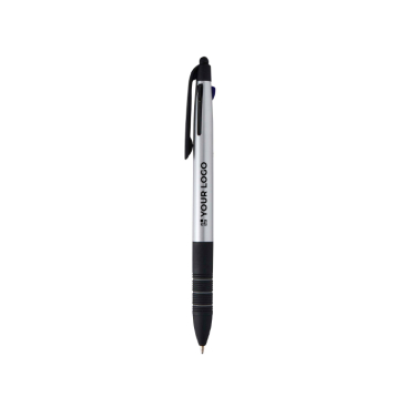 3-in-1 balpen met stylus en 3 inktkleuren in metallic afwerking