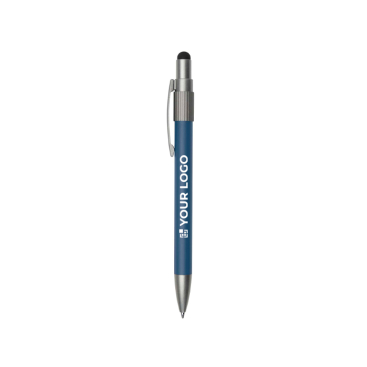 Balpen met touchscreenpunt en draaibare spinner, blauwe inkt