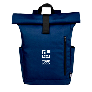 Waterdichte oprolbare rugzak kleur marineblauw met logo