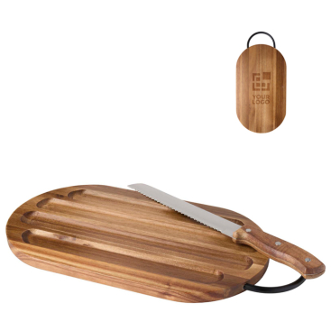Elegante snijplank van acaciahout met broodmes
