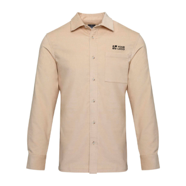 Unisex corduroy overhemd met rechte pasvorm en lange mouwen