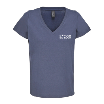 Dames T-shirt van halfgekamd katoen met V-hals SOL'S