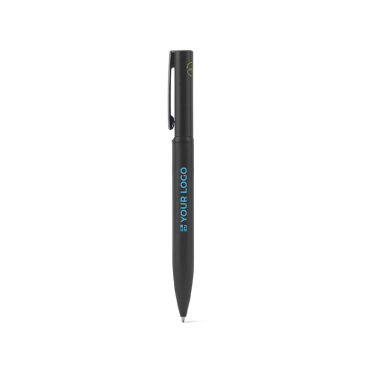 Balpen van 60% gerecycled metaal met elegante clip en blauwe inkt