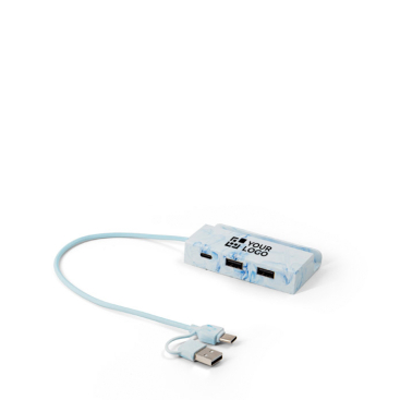 USB-hub met watervormen en 4 poorten met telefoonhouder