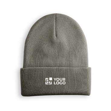 Muts met logo en omgeslagen boord kleur grijs met logo