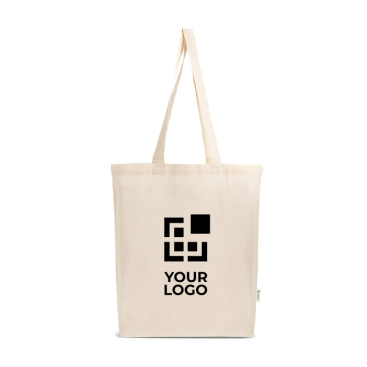 Tas van gerecycled katoen en plastic met plooi 140 g/m²
