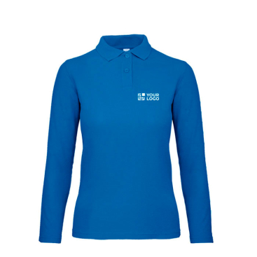 Katoenen polo met lange mouwen voor dames 180 g/m² B&C met jouw bedrukking