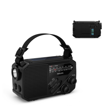 Noodradio van ABS-kunststof met zaklamp en alarm Philips