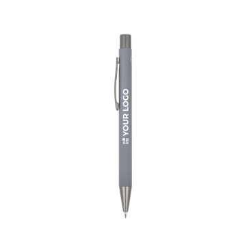 Aluminium pen met soft touch, slanke body en zwarte inkt