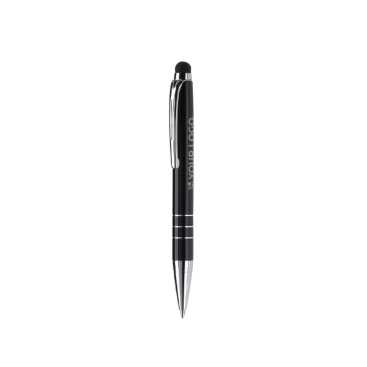 Kleine aluminium pen in levendige kleuren met zwarte stylus met jouw bedrukking