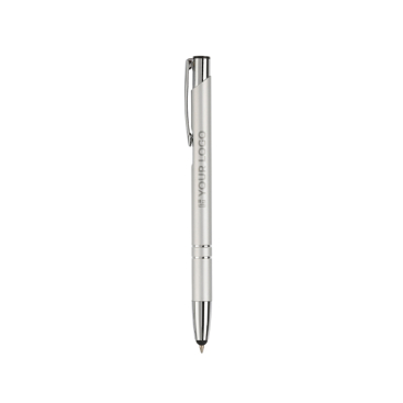Aluminium pen met touchscreenpunt, blauwe inkt