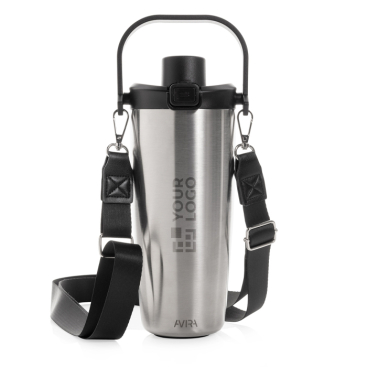 Thermosfles van gerecycled roestvrij staal met koord 600 ml