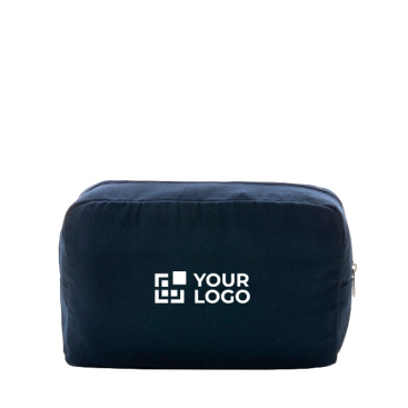 Toilettas met logo van gerecycled canvas, 285 g/m2