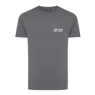 T-shirt van gerecycled en bio katoen 180 g/m2 Iqoniq Bryce kleur grijs met ruimte voor logo