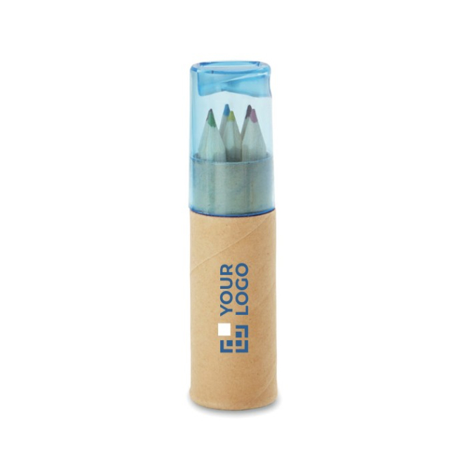 Te bedrukken set met 6 potloden kleur blauw