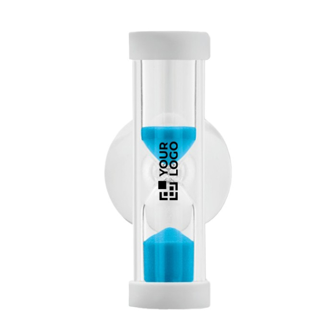 Promotionele zandloper met zuignap kleur blauw
