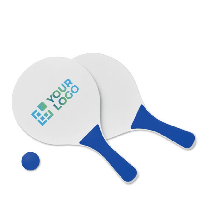 Reclameset met strandrackets weergave met jouw bedrukking