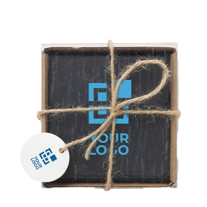 Set onderzetters van leisteen met logo weergave met jouw bedrukking