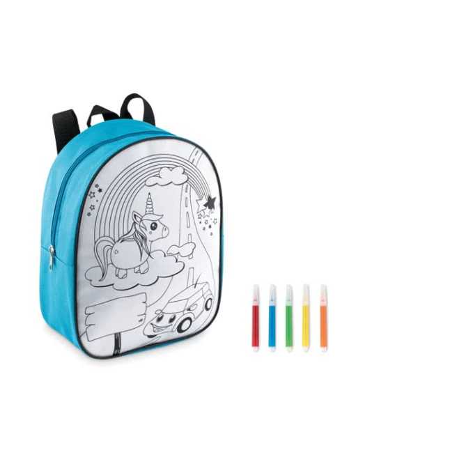 Rugzak om in te kleuren voor kinderen kleur turkoois