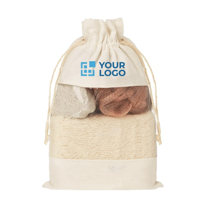 Verzorgings- en reinigingsset voor in de badkamer kleur beige