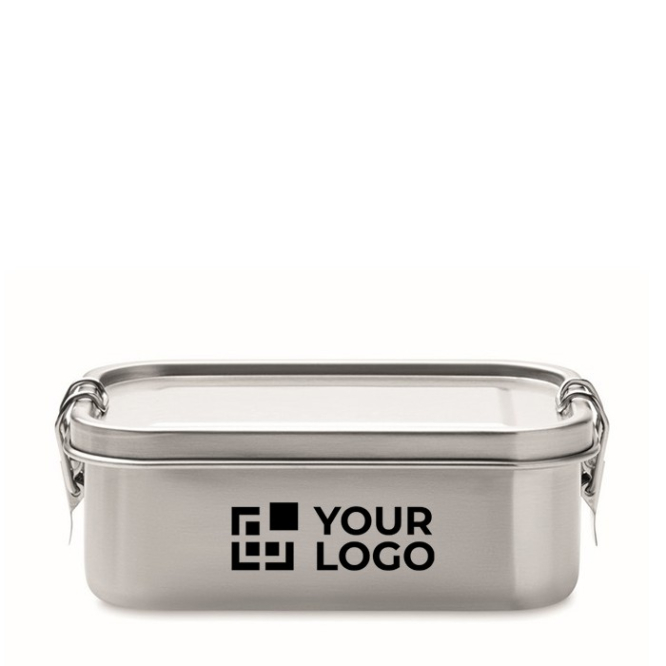 Stalen lunchbox met logo kleur matzilver