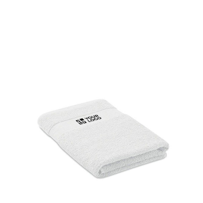 Organische, bedrukte handdoek met logo weergave met jouw bedrukking