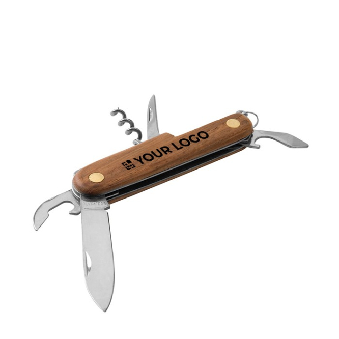 Houten zakmes met logo