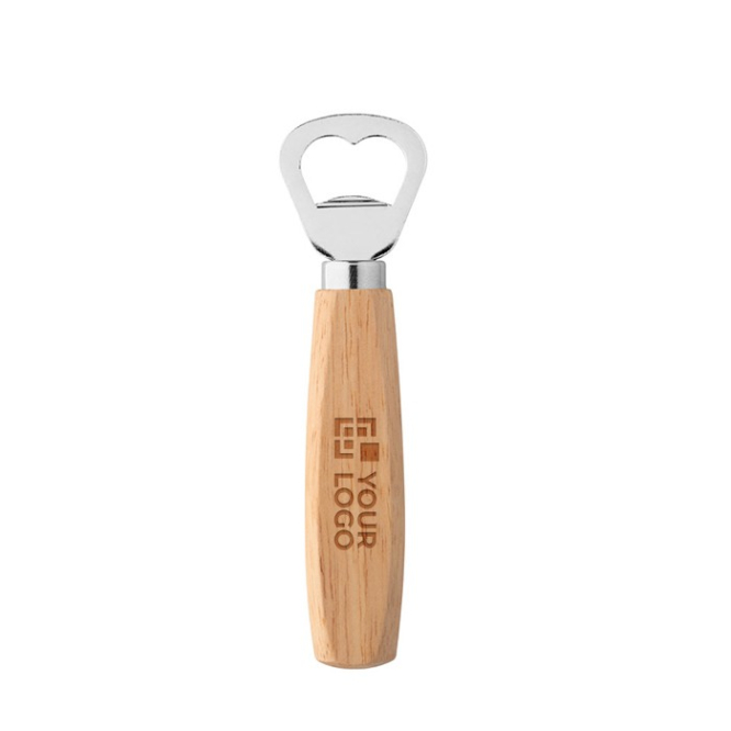Metalen flesopener met houten handvat