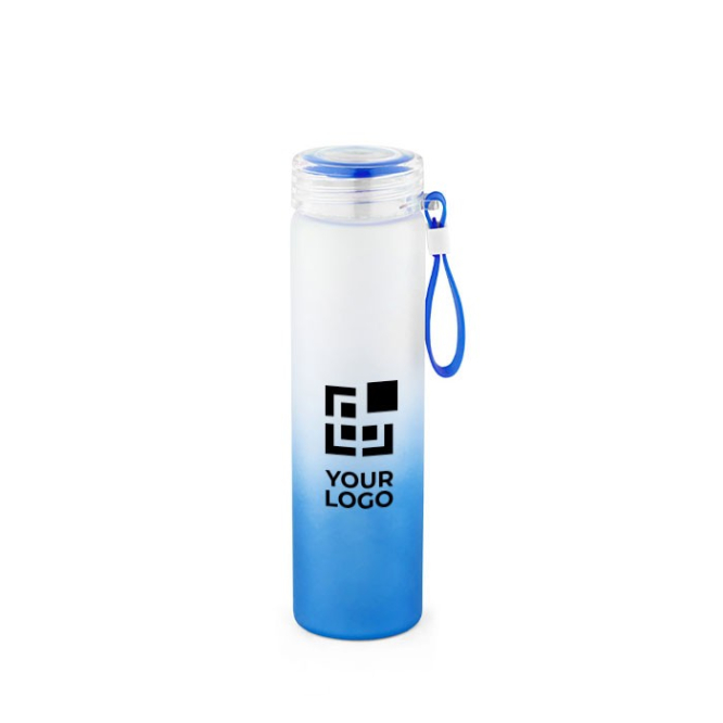 Matglazen waterfles met logo weergave met jouw bedrukking