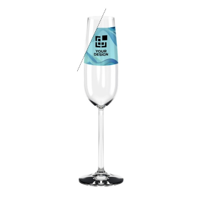 Champagneglas met logo bedrukken 220ml weergave met jouw bedrukking