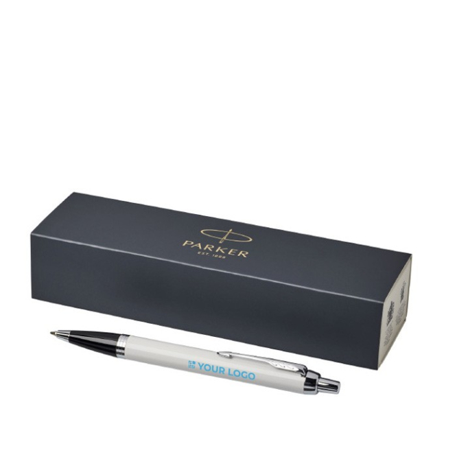 Tweekleurige parker pen bedrukken met metallic afwerking kleur bruin